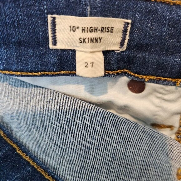 MADEWELL High Rise Jeans MEDIUM WASH BLUE size 27 Button Fly Skinny Distressed - Picture 7 of 10